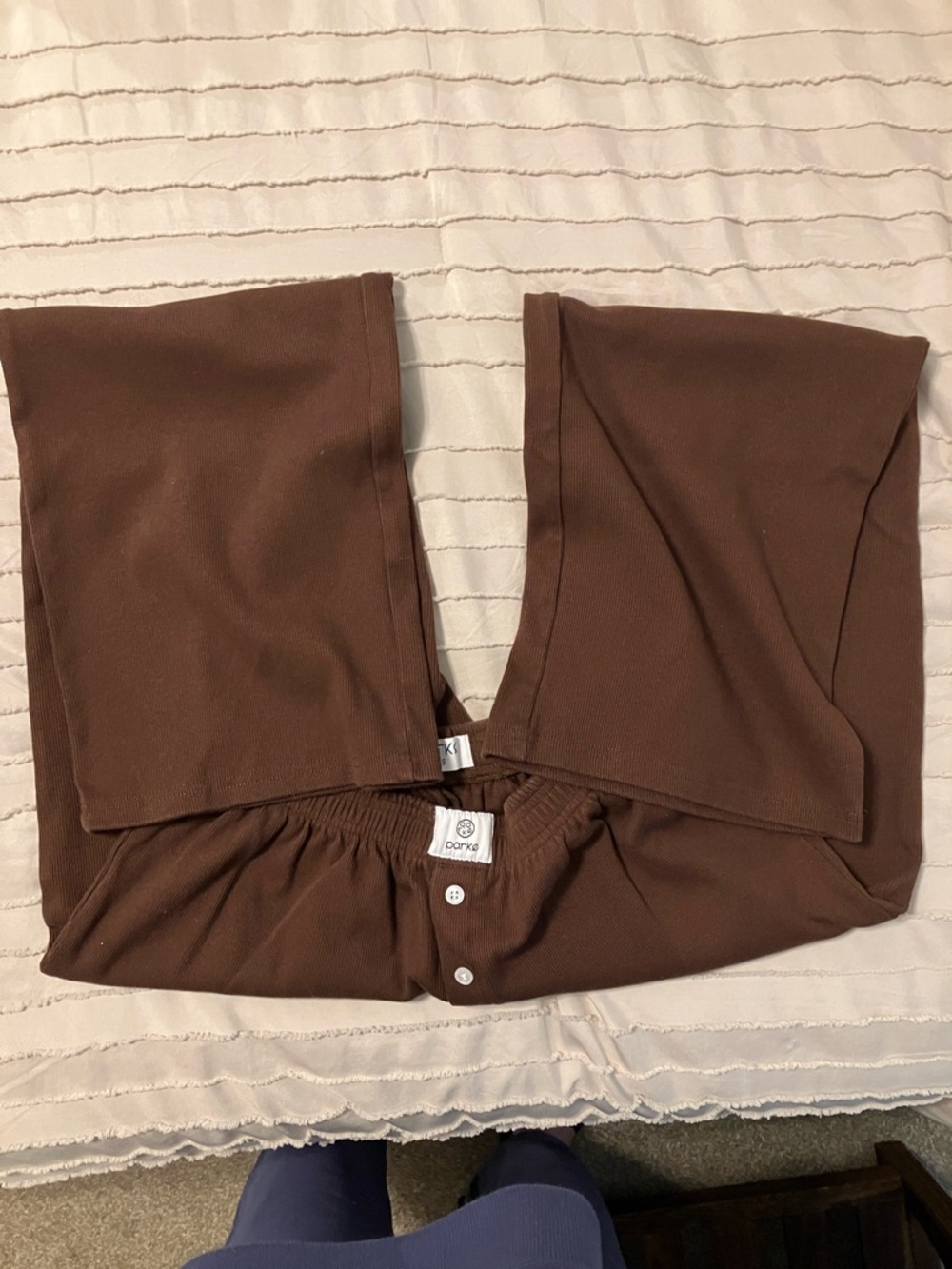 Parke XS Chocolate Brown Ribbed Pants - Picture 2 of 3